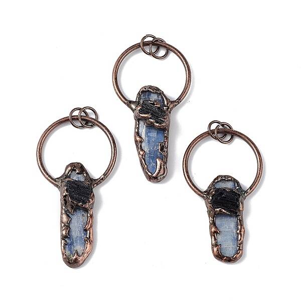 Natural Kyanite & Black Tourmaline Big Pendants
