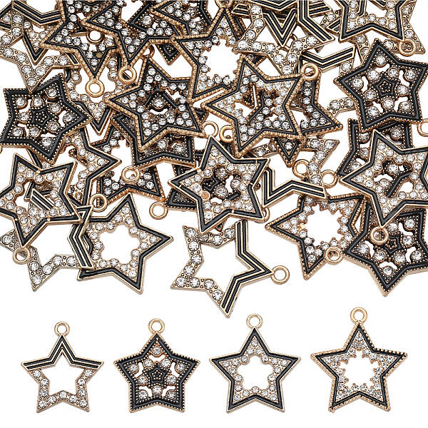 40Pcs 4 Style Alloy Enamel Pendants