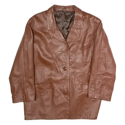 Womens Blazer Jacket Brown Leather L