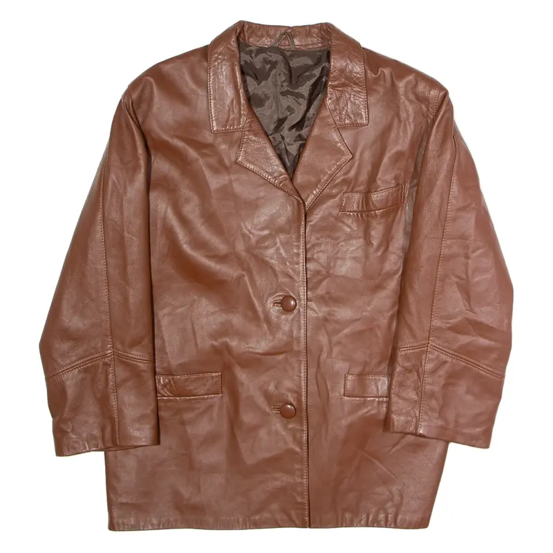 Womens Blazer Jacket Brown Leather L