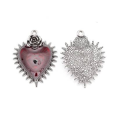 Baroque Style Alloy Red Enamel Pendants