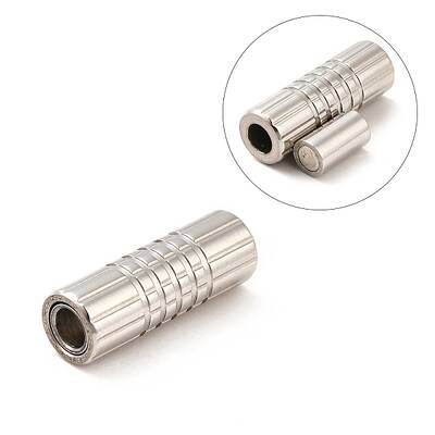 Tarnish Resistant 304 Stainless Steel Magnetic Clasps with Glue-in Ends