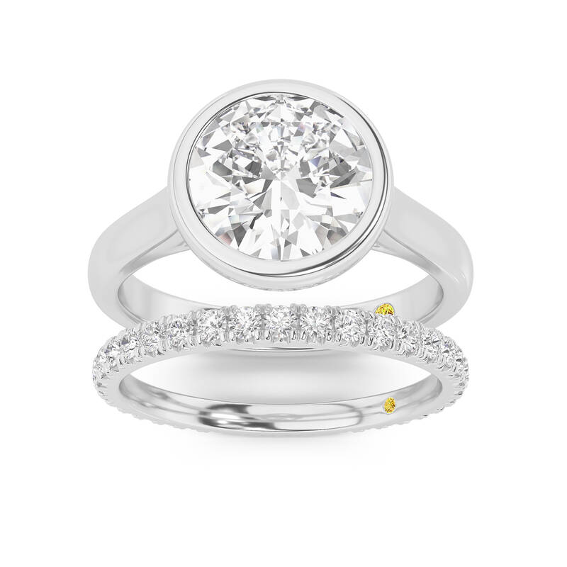 Secret Kiss Lab Grown Round Diamond Engagement Ring with the Envoi Wedding Band | 18K White Gold 2 1/2 ct. tw.
