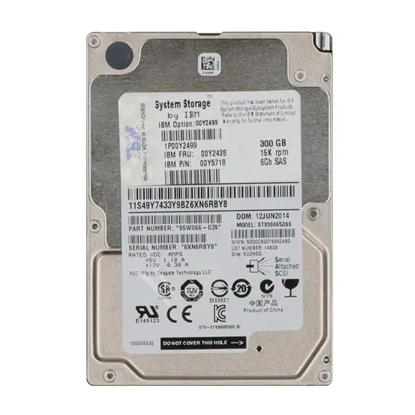 00Y5718 IBM 300GB 6Gb/s SAS 15000 2.5-Inch Hard Drive