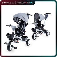 【Dealsforyoudays】JMMD Baby Trike, 6-in-1 Kids Tricycle with Adjustable Push Handle, Removable Canopy, Safety Harness for ...