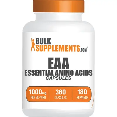 BulkSupplements - EAA Essential Amino Acids Capsules - Amino Acid Proteins  - 180ct or 360ct Capsules - 1000mg per Serving