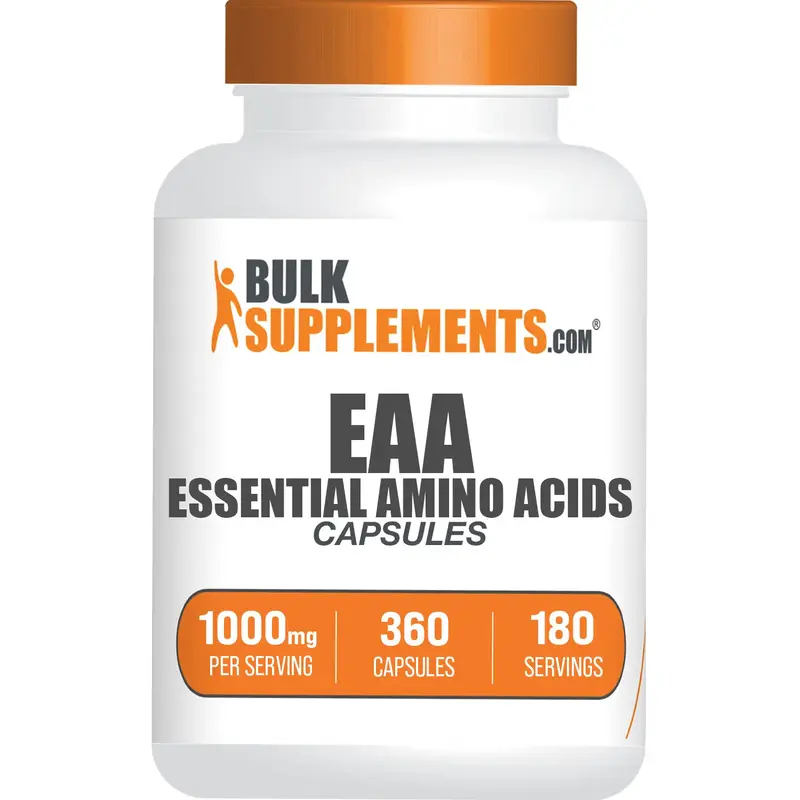 BulkSupplements - EAA Essential Amino Acids Capsules - Amino Acid Proteins  - 180ct or 360ct Capsules - 1000mg per Serving