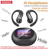 MINISO MS188 Open Ear Earphones,Wireless 134 Languages Translation AI Headphones,Bluetooth Smart Earbuds,LCD Screen Display C...