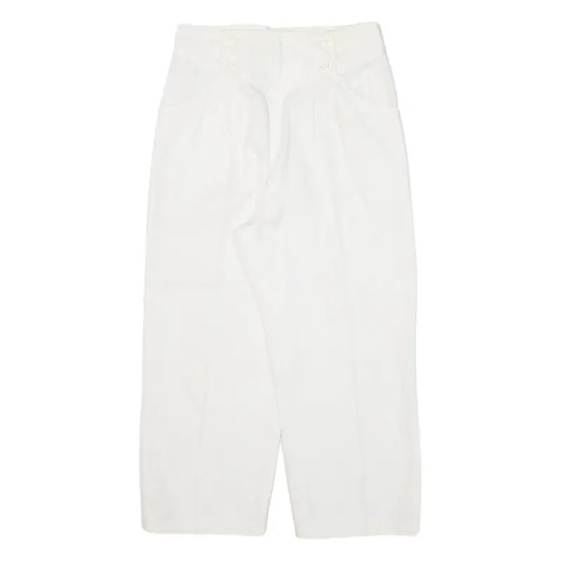 H&M Cropped Womens Trousers White Loose Straight W27 L22