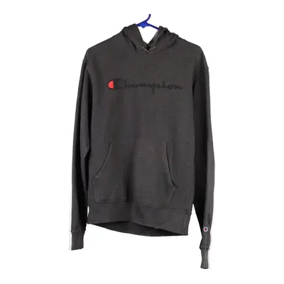 Champion Spellout Hoodie - Small Grey Cotton Blend