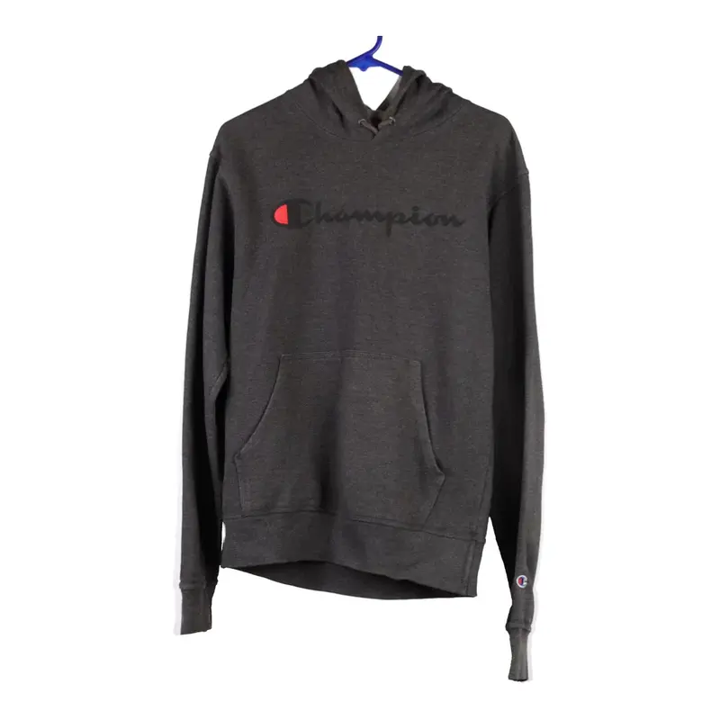 Champion Spellout Hoodie - Small Grey Cotton Blend