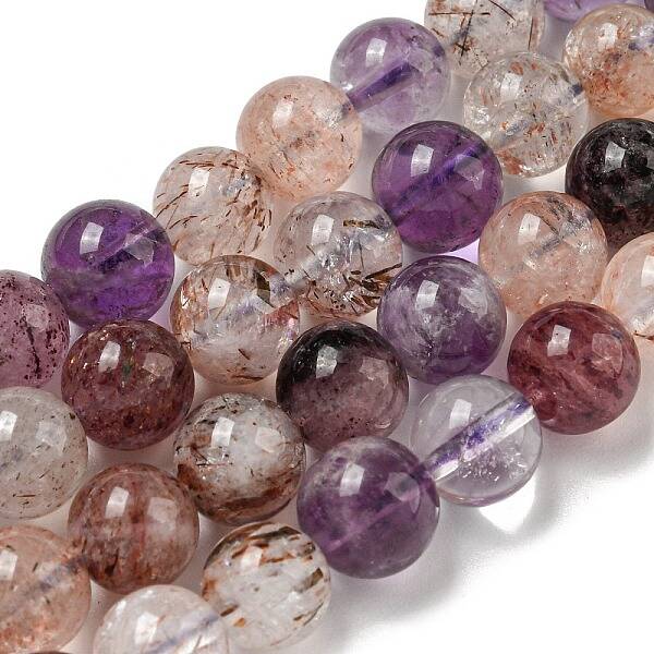 Natural Lodolite Quartz Beads Strands