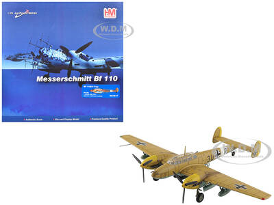 Messerschmitt BF 110E-2 Trop Fighter Aircraft 3U+AR, 7./ZG26, Italy (1941) German Luftwaffe Air Power Series 1/72 Diecast...