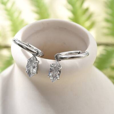 304 Stainless Steel Micro Pave Cubic Zirconia Hoop Earrings
