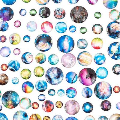 80Pcs  Glass Cabochons