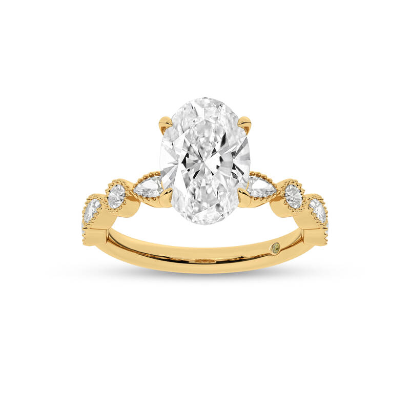 Zenith Oval Lab Grown Diamond Engagement Ring | 14K Yellow Gold 2 3/4 CT. TW.