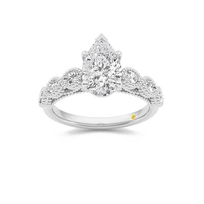 Lhasa Pear Shape Lab Grown Diamond Engagement Ring | 14K White Gold 4 1/4 CT. TW.