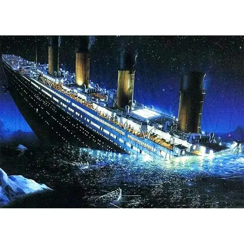 DIY Artificial Diamond Painting Kit, Steamship Pattern Wall Hanging Poster Without Frame, Wall Art Decor For Home Living Room...