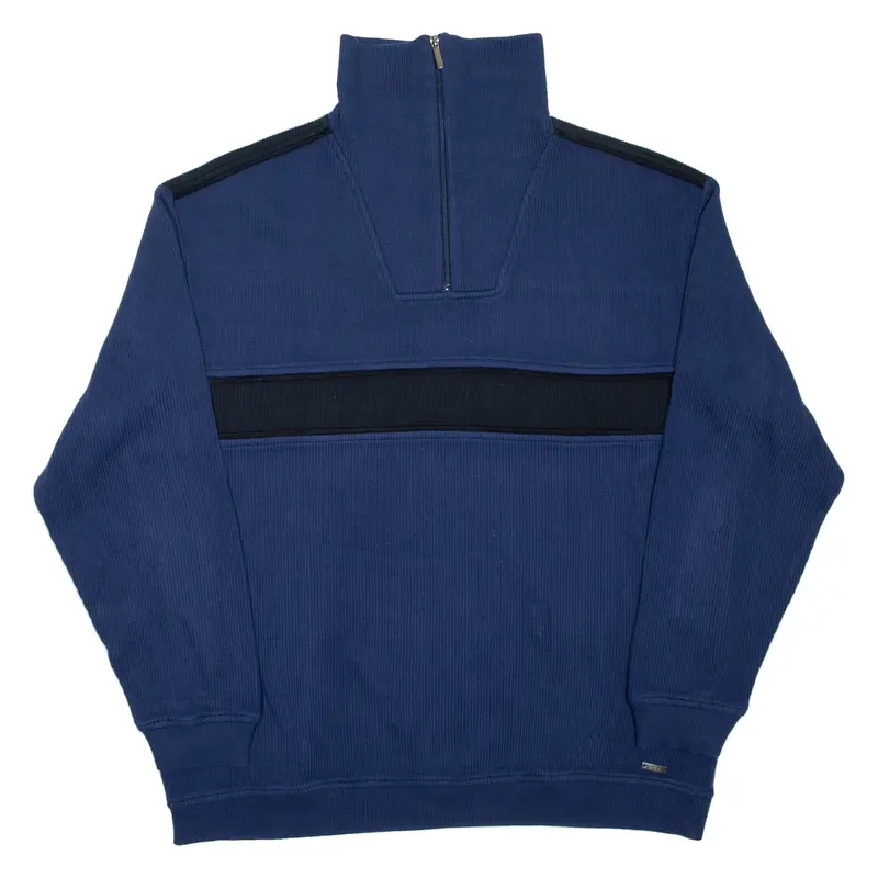 BRAX Jumper Blue Tight Knit 1/4 Zip Mens XL