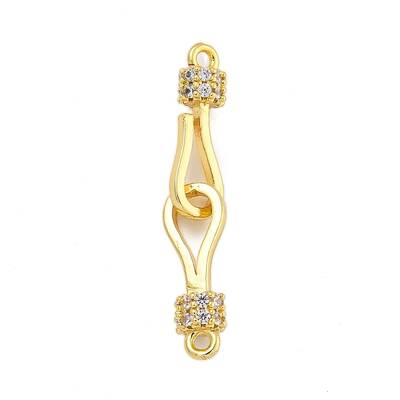 Rack Plating Brass Micro Pave Clear Cubic Zirconia Hook Clasps