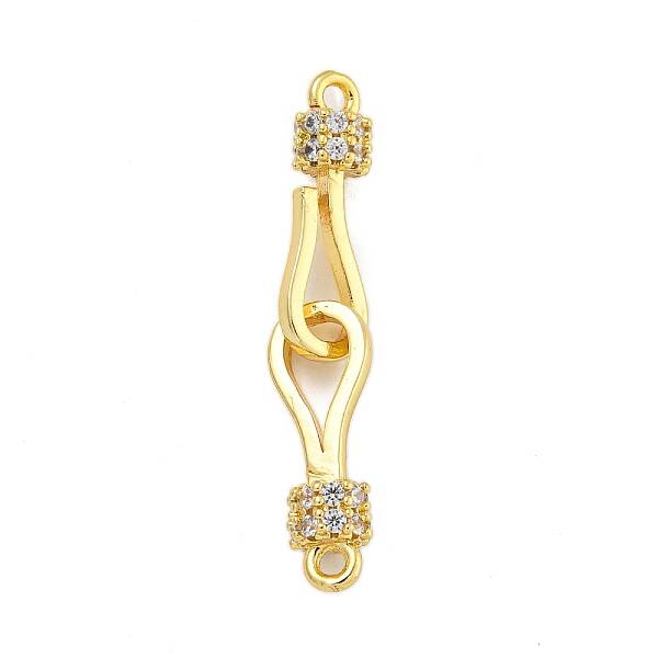 Rack Plating Brass Micro Pave Clear Cubic Zirconia Hook Clasps