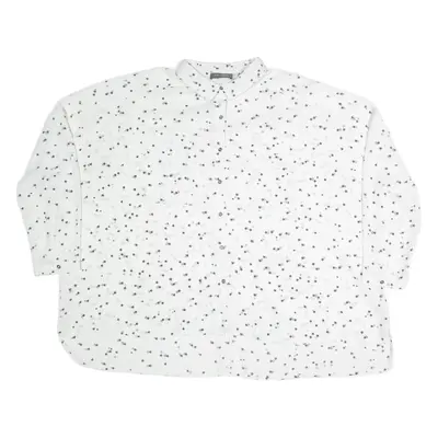 MINT VELVET Oversized Womens Shirt White Crazy Pattern 3/4 Sleeve M