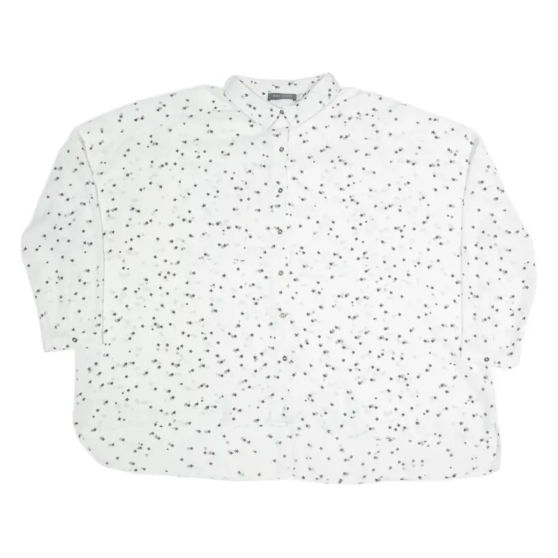 MINT VELVET Oversized Womens Shirt White Crazy Pattern 3/4 Sleeve M