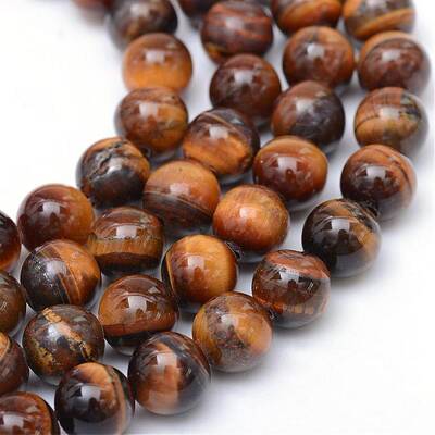 Round Natural Tiger Eye Bead Strands
