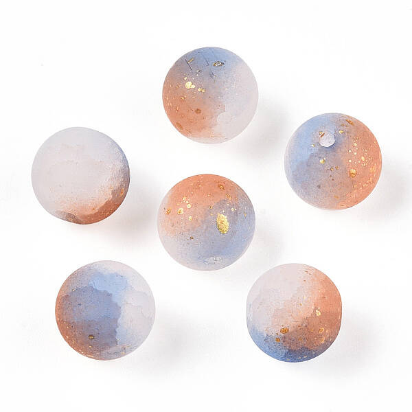 Frosted Baking Painted Crackle Glass Beads with Glitter Powder