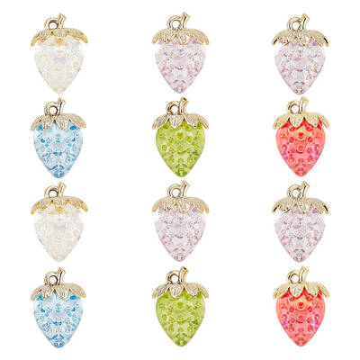 10PCS 5Colors Transparent Acrylic with Alloy Pendants
