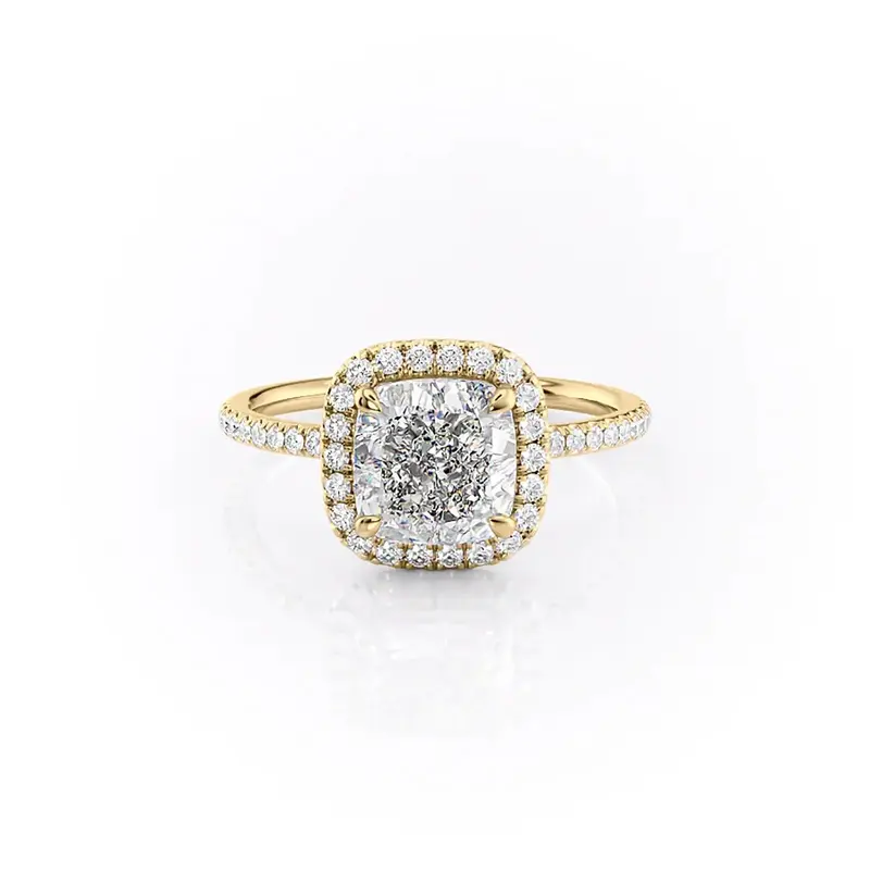 Sterling Silver with Yellow Gold Plated Moissanite Engagement Ring