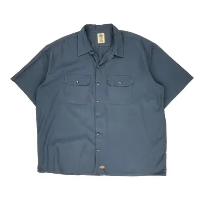 Dickies Short Sleeve Shirt - 2XL Blue Polyester Blend