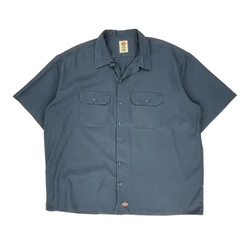 Dickies Short Sleeve Shirt - 2XL Blue Polyester Blend