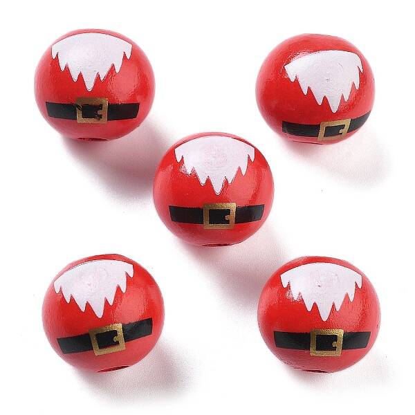 Christmas Printed Schima Wood  European Beads