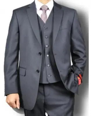 Mens 100 Percent Wool Suits - Jet Black Business Suit