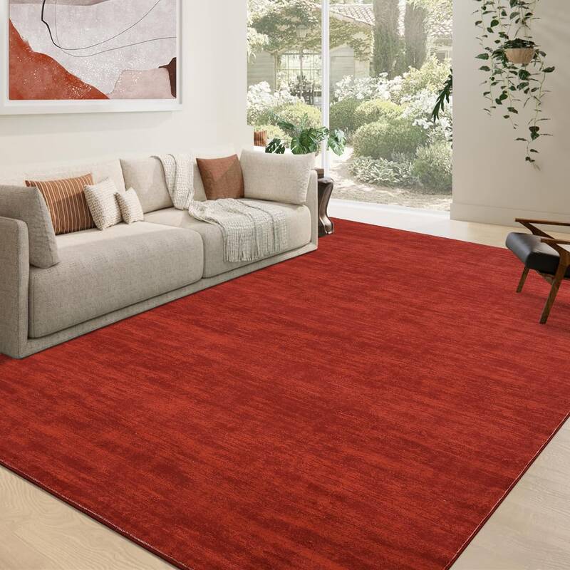 Garvee Modern Solid Texture Area Rug 4x6 Stain Resistant Non-Slip Low Pile Washable Indoor Carpet for Living Room Bedroom Off...