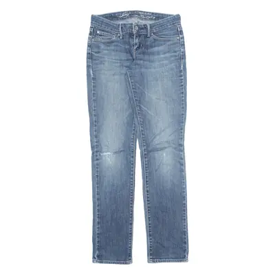 LEVI'S Demi Curve Distressed Jeans Blue Denim Slim Straight Stone Wash Womens W25 L30
