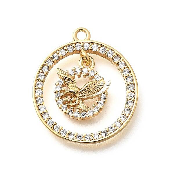 Brass Micro Pave Cubic Zirconia Pendants