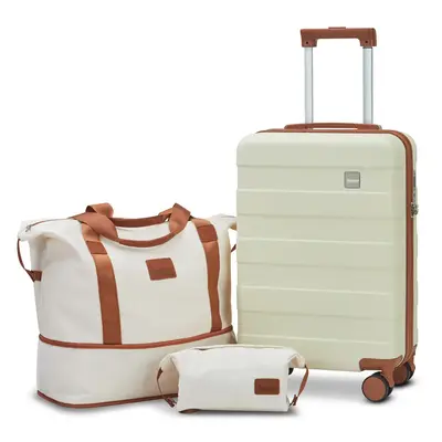 20 inch Carry on Travel Luggage Set, Lightweight Durable Suitcase with Waterproof Expandable Duffel Bag and Small Toiletry Ba...