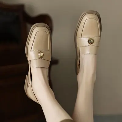 CHIKO Phoung Square Toe Block Heels Loafers Shoes