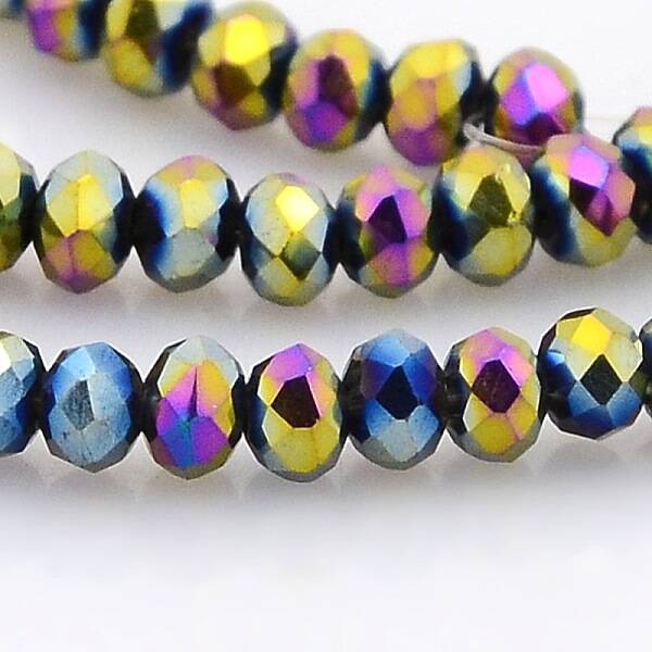 Full Plated Faceted Rondelle Glass Beads Strands