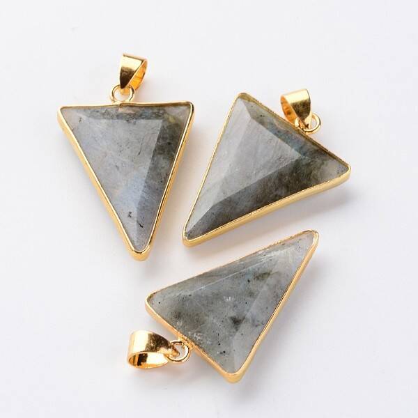 Faceted Triangle Natural Labradorite Big Pendants