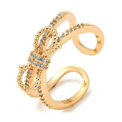 Brass with Cubic Zirconia Open Cuff Rings