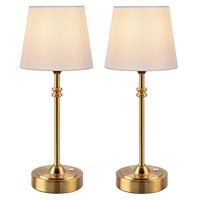 ONEWISH Cordless Table Lamp - 4000mAh Battery Operated & Stepless Dimming, Portable Bedside Lighting with Fabric Shade & Warm...