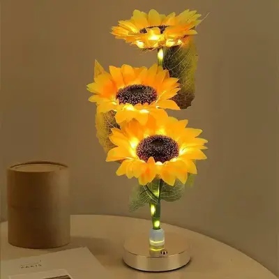 Sunflower Shaped LED Night Light, USB Rechargeable Sunflower Decorative Night Light, Home Bedroom Living Room Decorative Ligh...