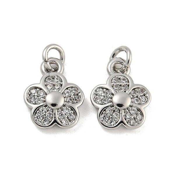 Brass Micro Pave Clear Cubic Zirconia Pendants