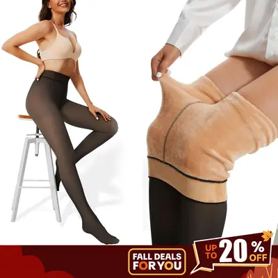 SHOWITTY 1/2 Pack Women's Fleece Lined Tights - ‌High Waist Fake Translucent Pantyhose, Comfortable Winter Warm Stockings  ...