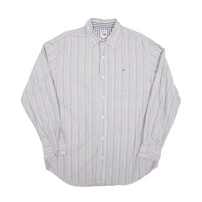 TOMMY HILFIGER Shirt Blue Striped Long Sleeve Mens XL
