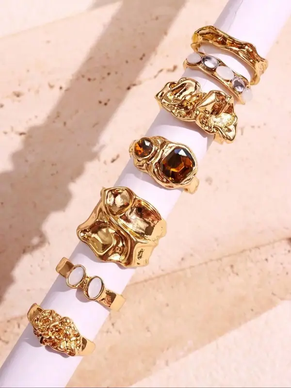 Fashion Luxury Artificial Gemstone Rings, Fashion Jewelry for Party, Daily Clothing Decor, Trendy All-match & Exquisite Jewel...