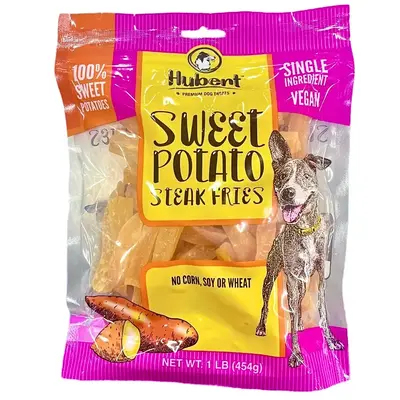 Hubert Sweet Potato Steak Fries Dog Treats, Single-Ingredient & Vegan, All-Natural Puppy Snacks